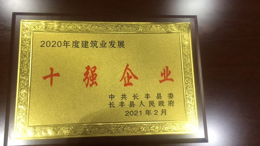 中共長豐縣委評定2020年度十強企業(yè)